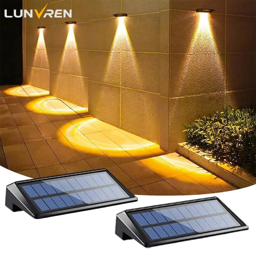 2-Pack 4 LED Solar Wall Lights – Outdoor Waterproof Fence & Deck Lighting