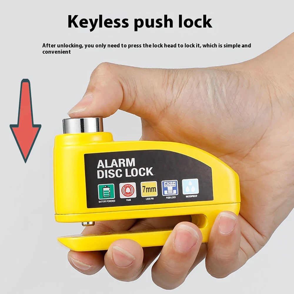 Motorcycle Alarm Disc Lock - 110dB Anti-Theft Security Padlock