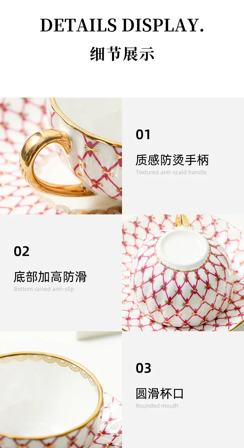 Nordic Bone China Coffee Cup with Gold Handle - Elegant Porcelain Mug
