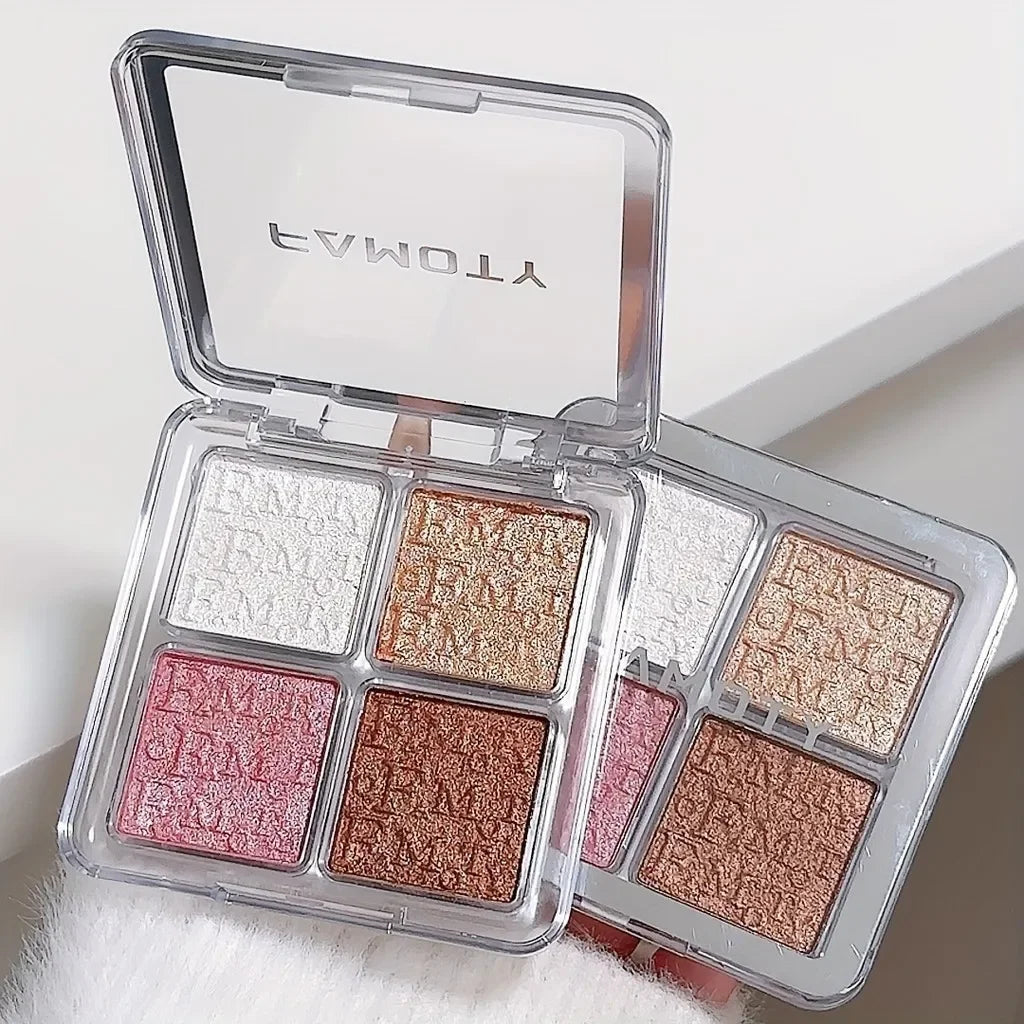 4 Color Highlighter Palette - Natural Glow & Shimmer Makeup