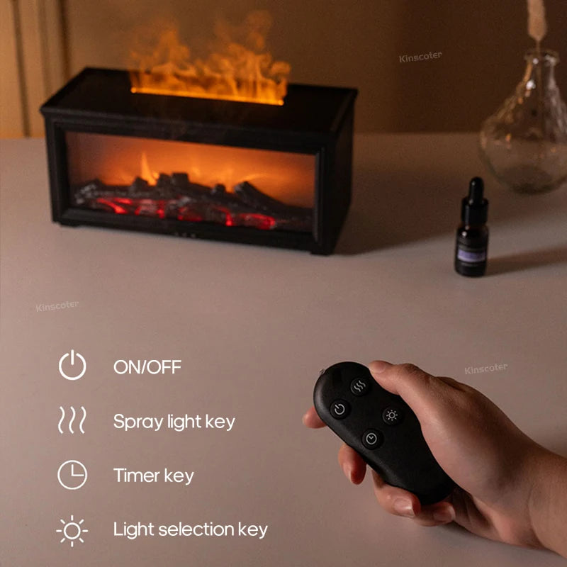 Simulated Fireplace Flame Diffuser & Humidifier with Essential Oils