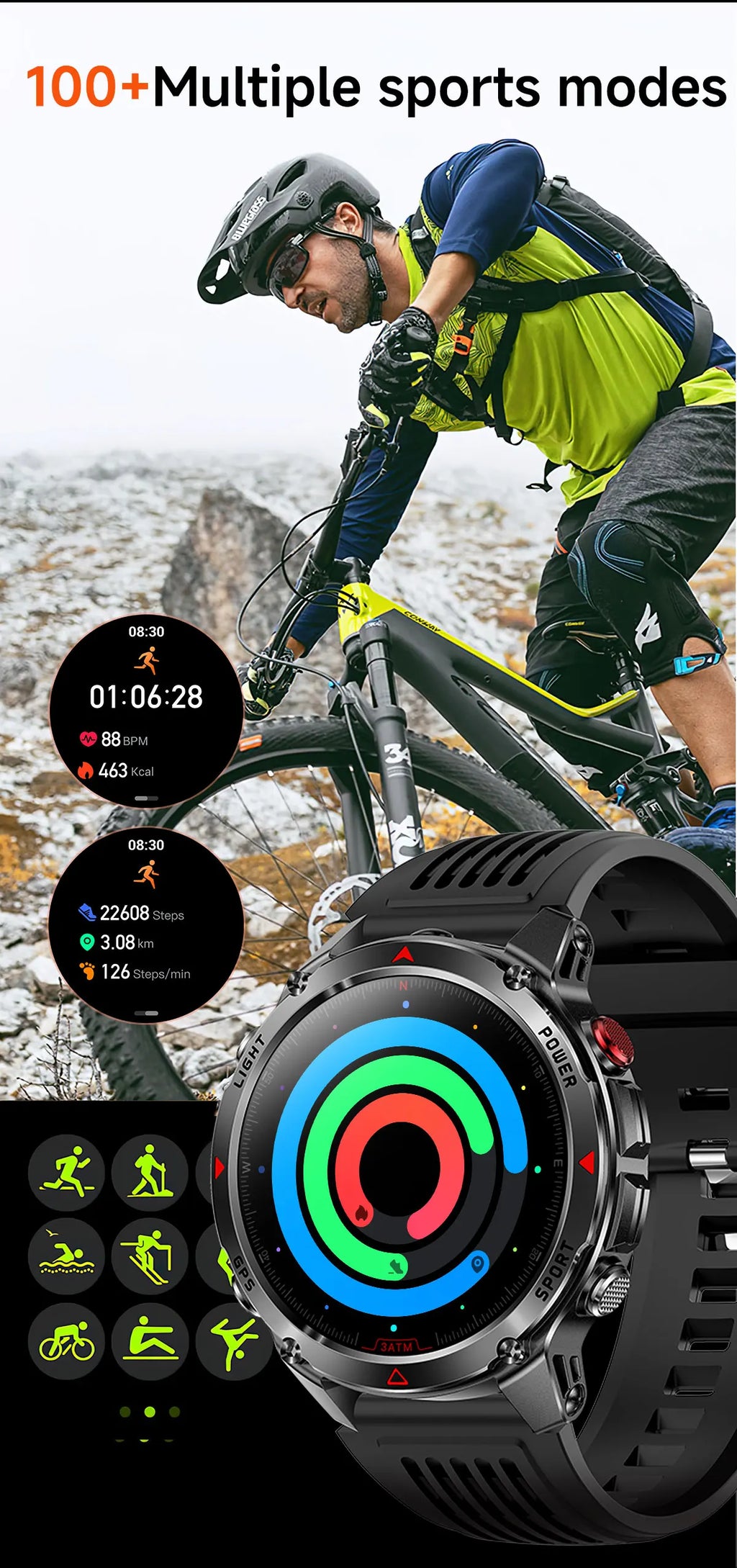 Vabena 2025 GPS Map Smartwatch | Navigation & Fitness for Men & Women