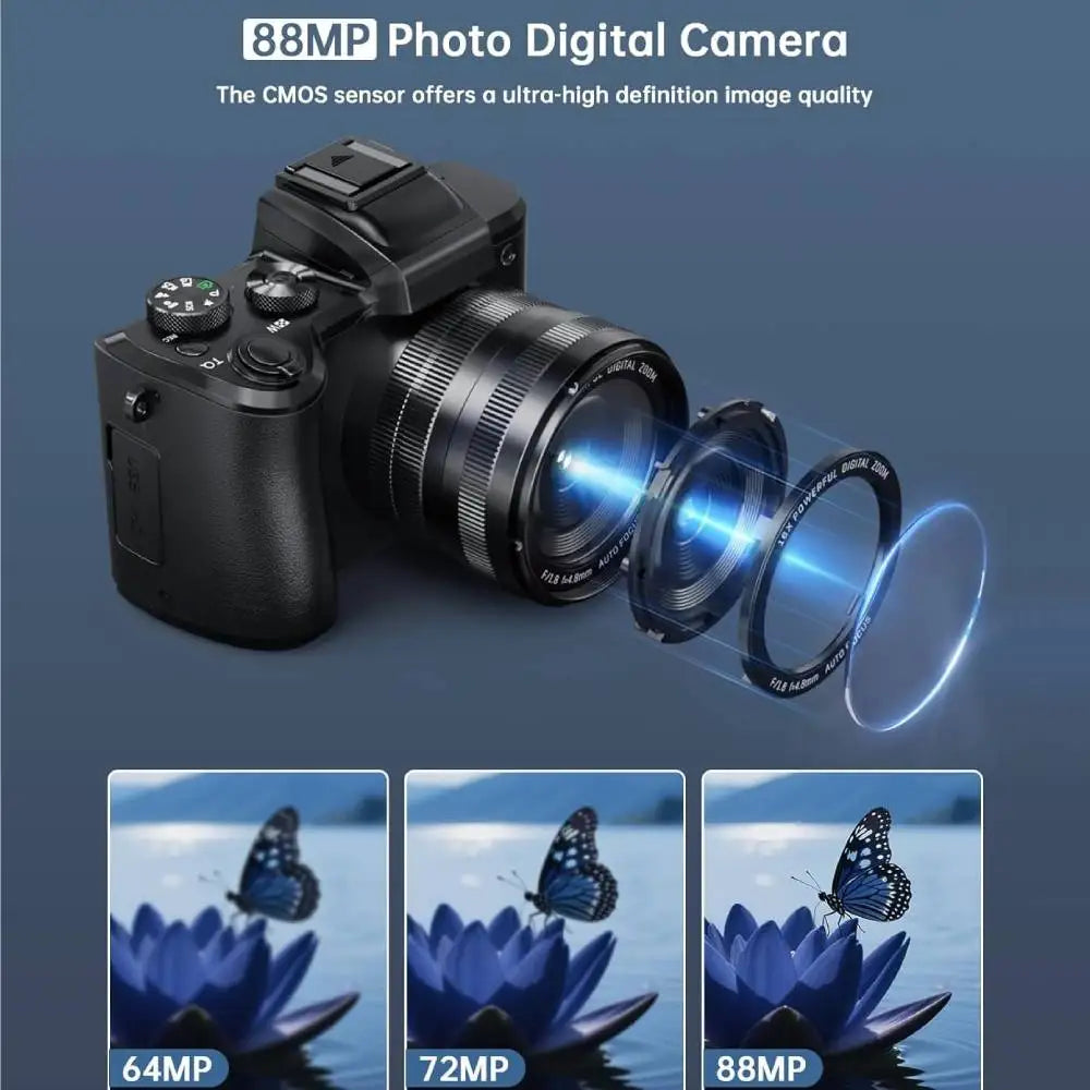 Vabena 8K 88MP Dual-Lens Vlogging Camera with Wi-Fi
