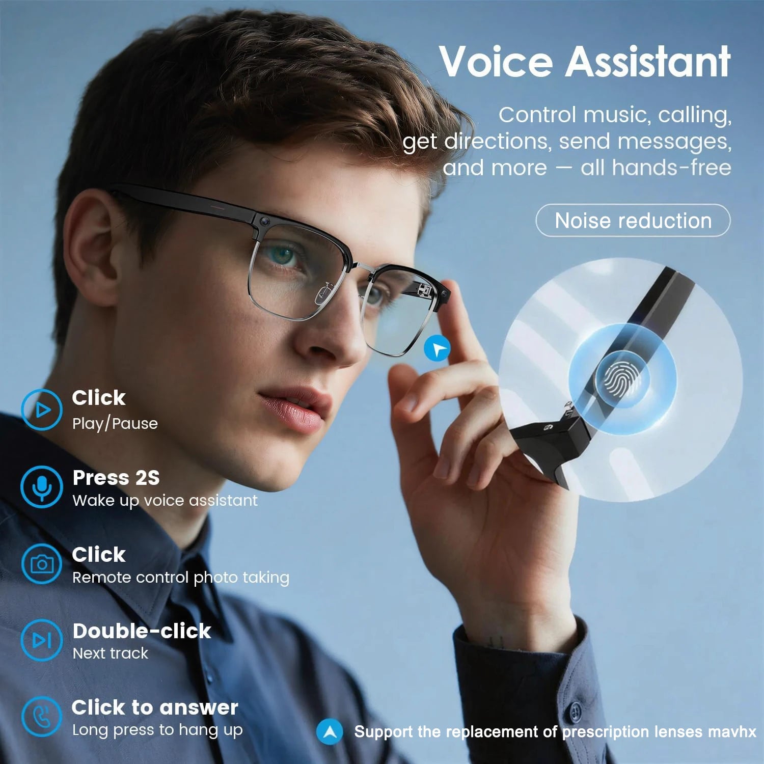 Vabena 2026 Smart Camera Glasses for Men - 800W, AI, Video & Translation