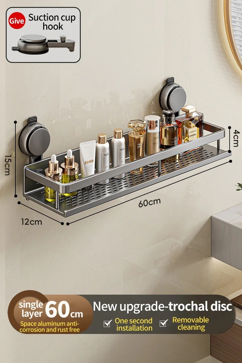 Wall Mounted No-Drill Bathroom Storage & Towel Rack | Versatile Organizer