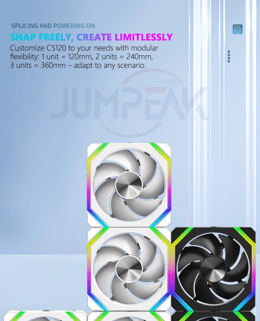 JUMPEAK CS120 ARGB 360mm Modular PWM Silent PC Cooling Fan Kit