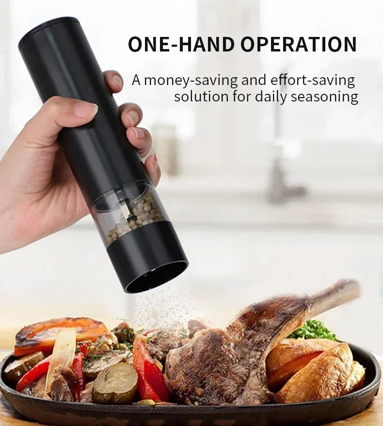 USB Rechargeable Electric Salt & Pepper Grinder - Adjustable Coarseness Mill