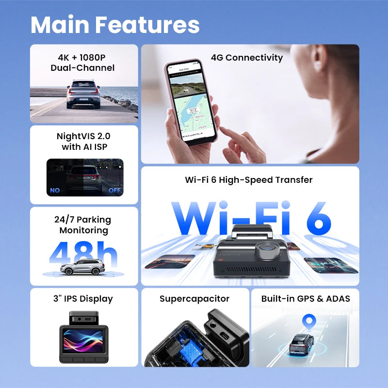 DDPAI Z50 Pro 4K Dash Cam with GPS, ADAS & Night Vision
