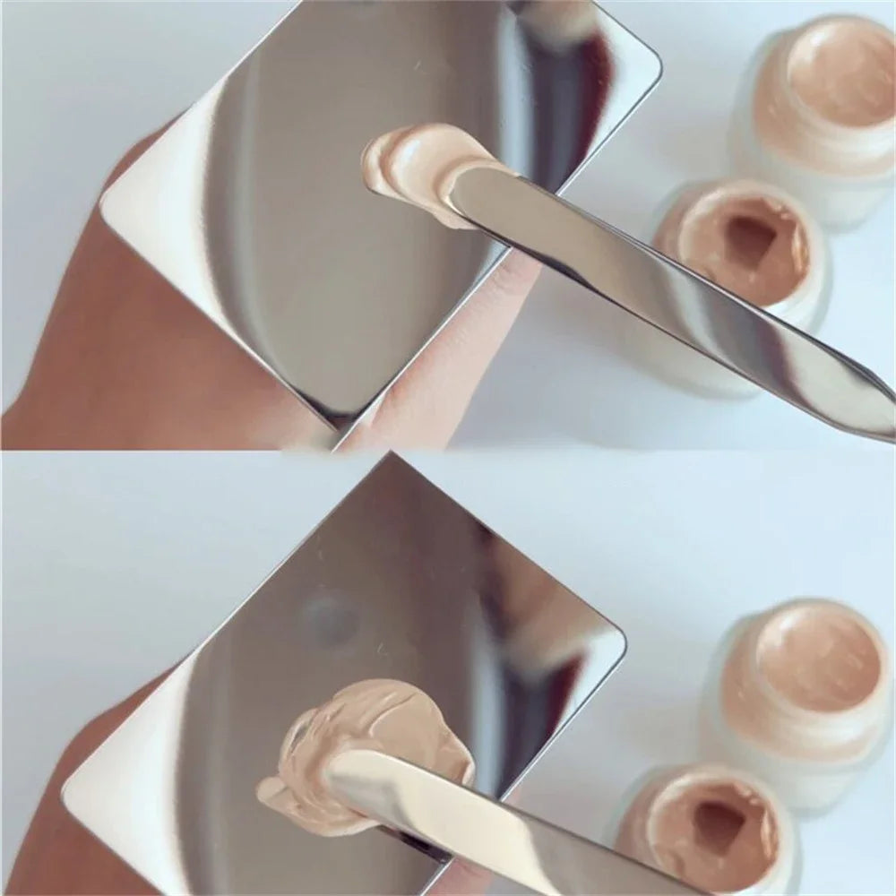 2PC Stainless Steel Makeup Mixing Palette & Spatula Set