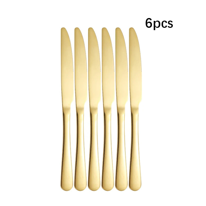 Vabena Golden Stainless Steel Cutlery Set - Elegant Dining | Premium Gold Flatware
