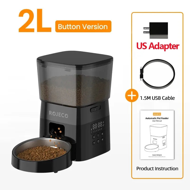 ROJECO Automatic Pet Feeder - Button Version Auto Cat & Dog Food Dispenser