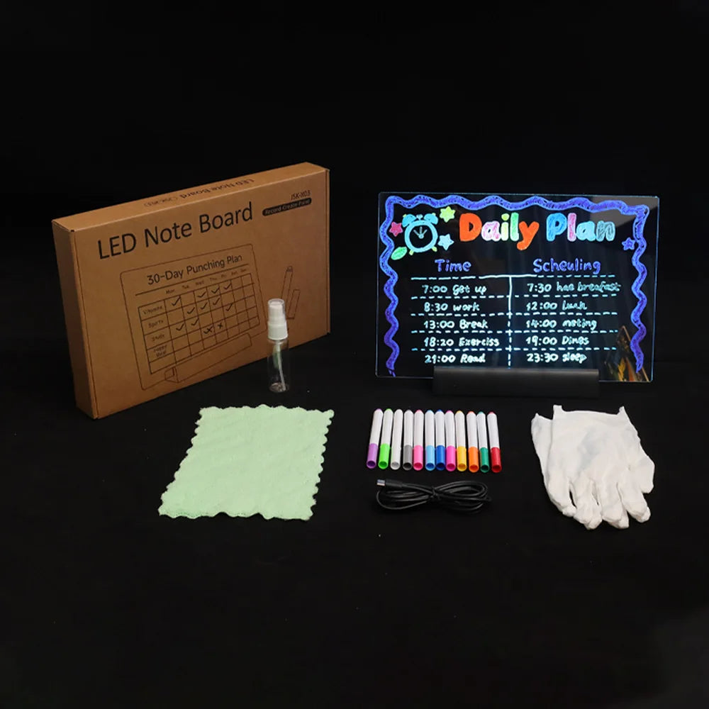 LED Note Board & Night Light | RGB Erasable Drawing Board for Kids