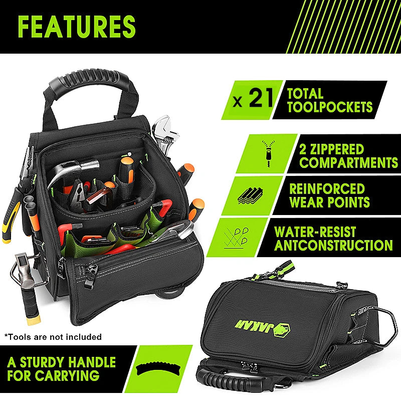 JAKAH Professional Electricians Tool Pouch | 21 Pockets, Ergonomic Handle