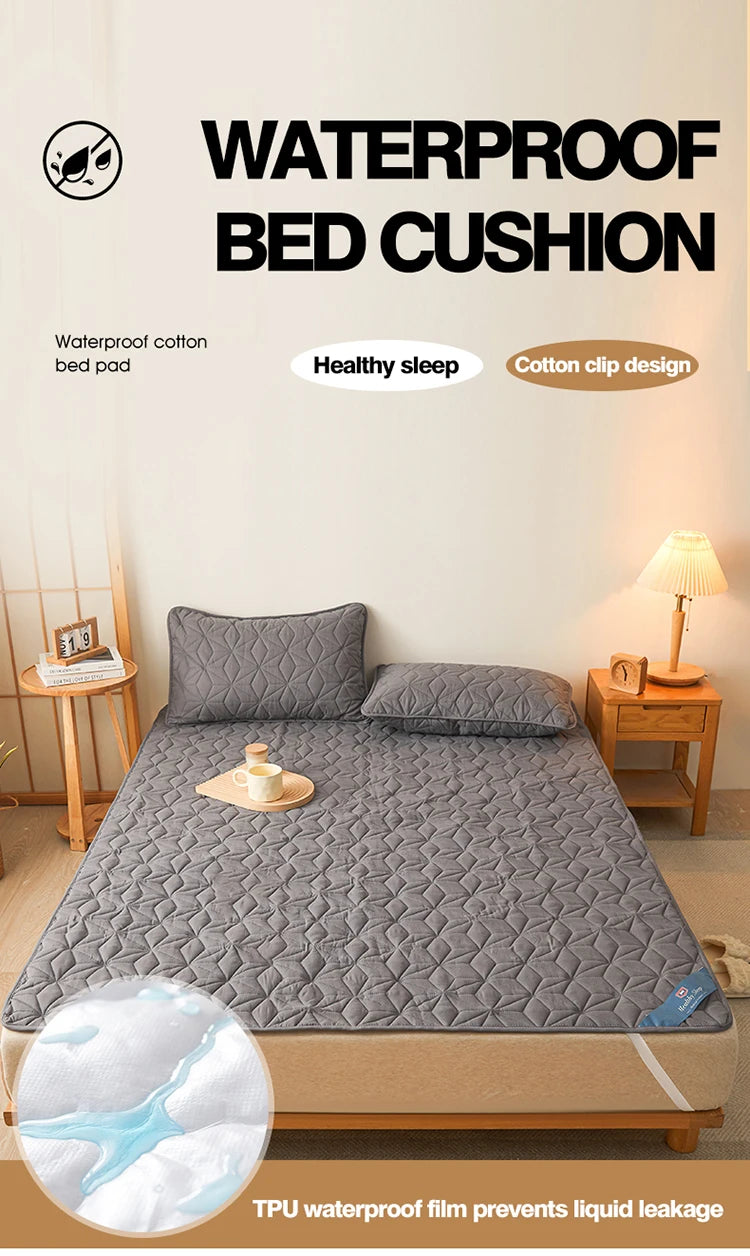 Waterproof Quilted Mattress Topper with Elastic Band - Bed Protector for Single/Double Beds (140/160)