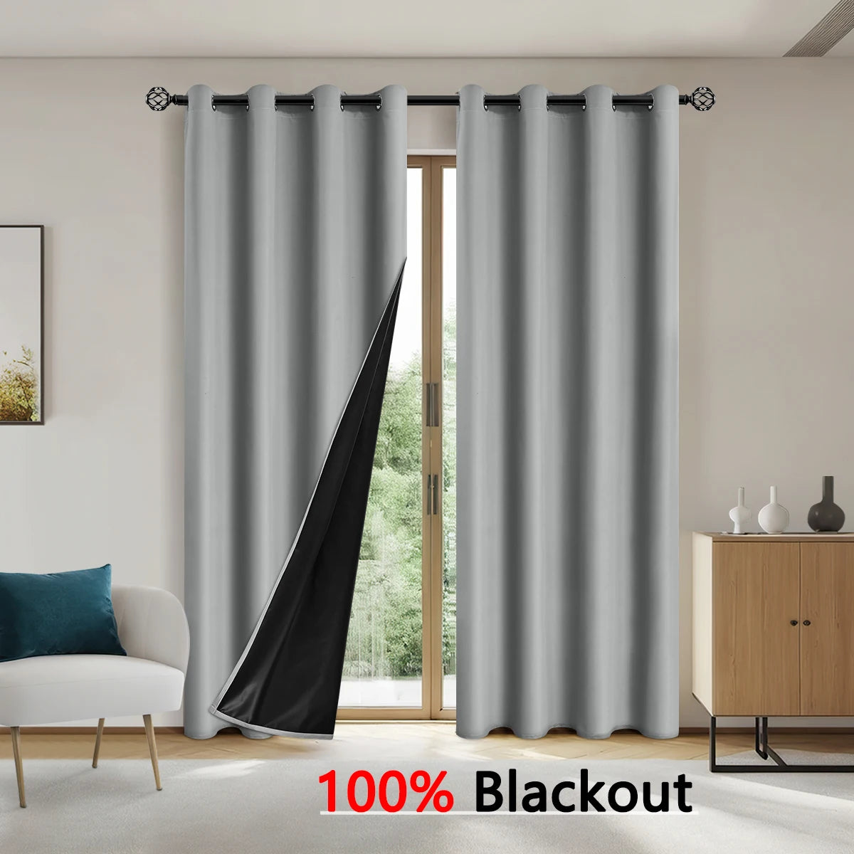 100% Blackout Curtains for Bedroom & Living Room - Full Shading & Sun Protection