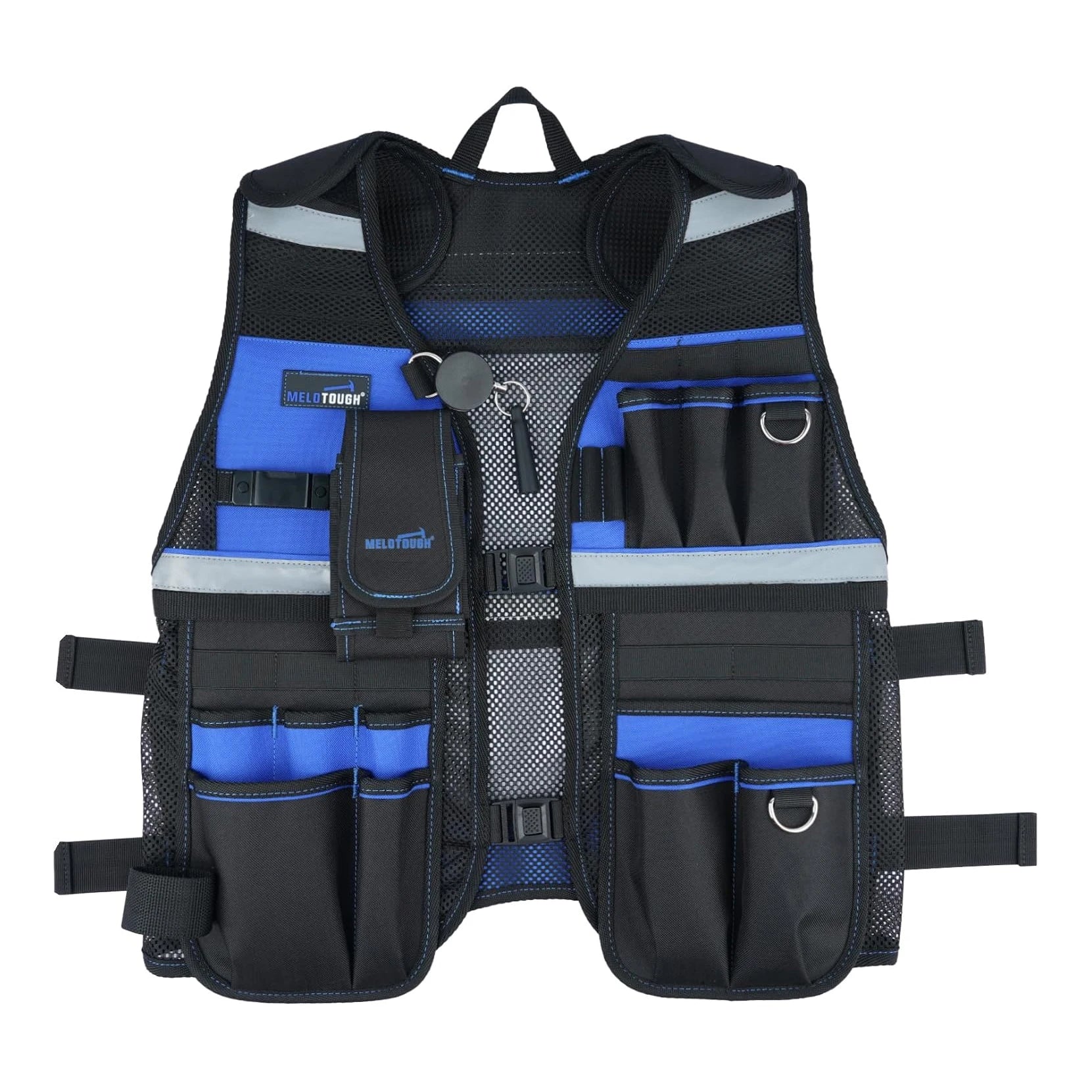 MELOTOUGH Reflective Safety Tool Vest with Removable Phone Holder - High Visibility Workwear