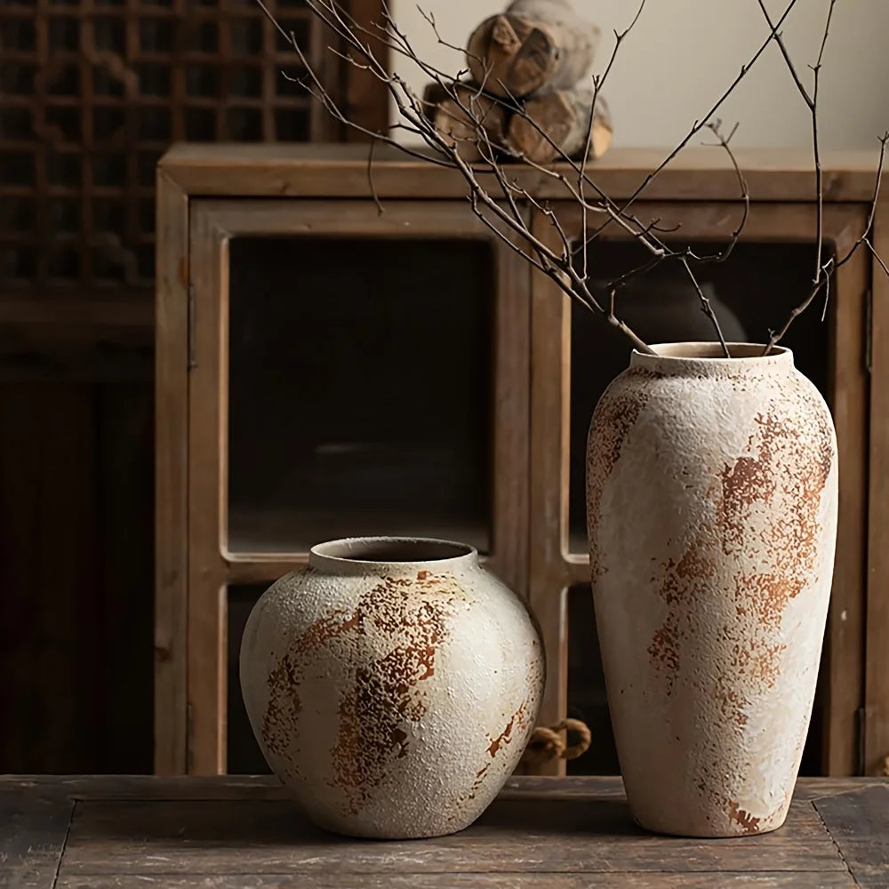 Elegant Retro Ceramic Flowerpot with White Spots – Home & Office Decor