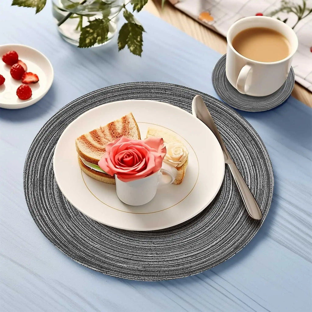 Elegant Braided Placemats & Coasters Set - 12-Piece Dining Table Protection