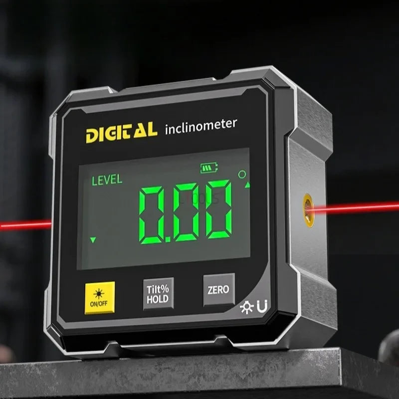 Professional Digital Level Protractor Inclinometer | 360° Magnetic Laser Angle Gauge
