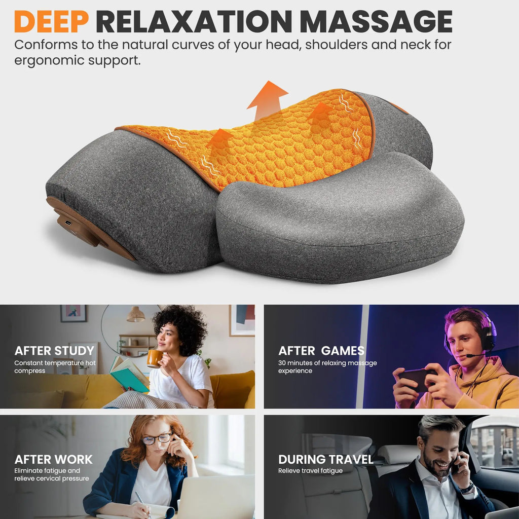 Vabena Electric Neck Massager: Cervical Pillow, Heat, Vibration & Stretch