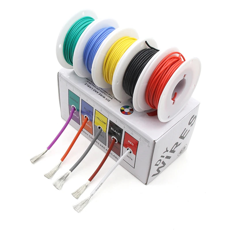 Heat Resistant Flexible Silicone Wire Kit - 5 Colors, Multi-Gauge AWG, Tinned Copper