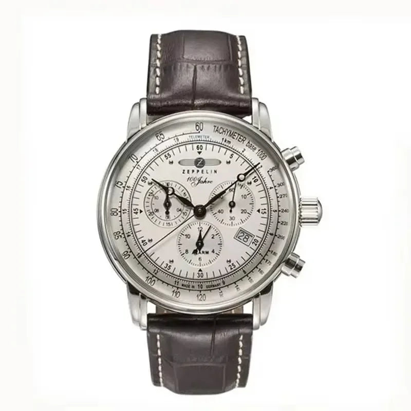 Zeppelin Airship Automatic Date Watch - Men's Luxury Leather Waterproof