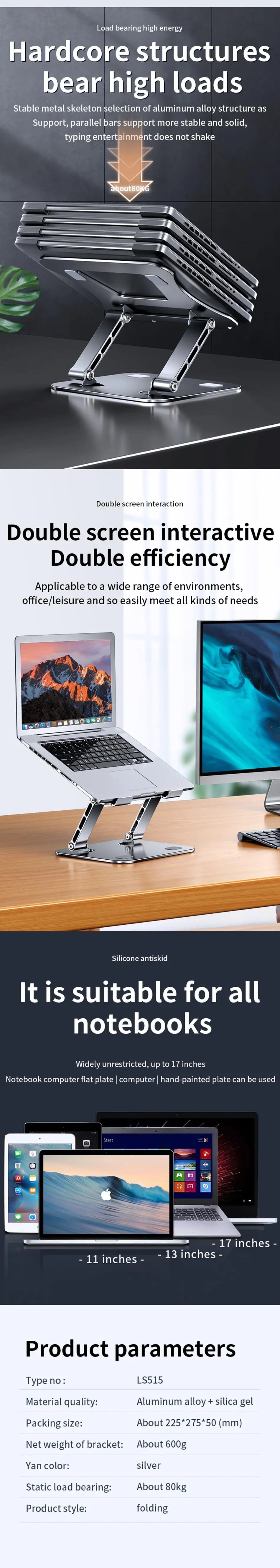 YYLMONE Adjustable Aluminum Stand for Phone, Tablet & Laptop