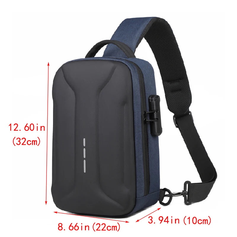 Men's Anti-theft Crossbody Bag with USB Charging Port & Combination Lock for Business & Travel