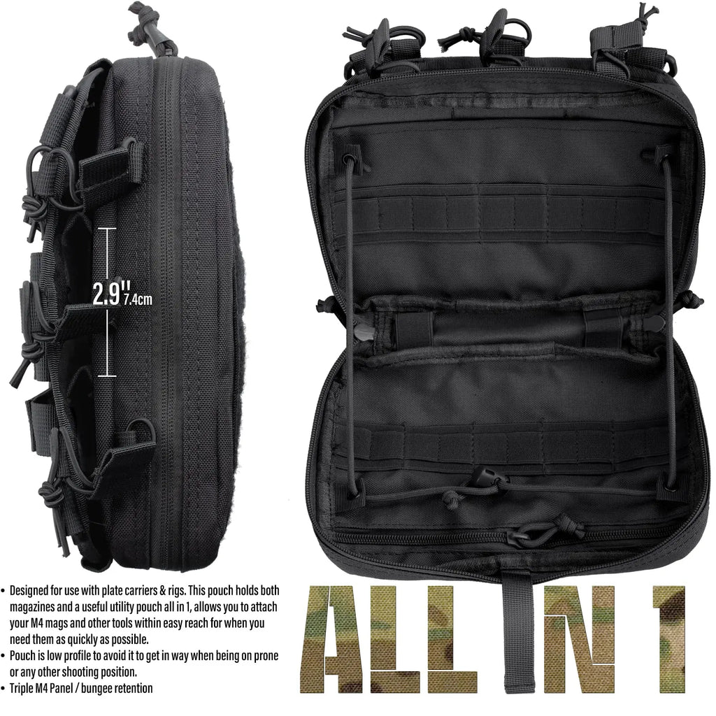Tactical MOLLE Pouch - M4/M16 Mag Admin, Utility & EMT Organizer