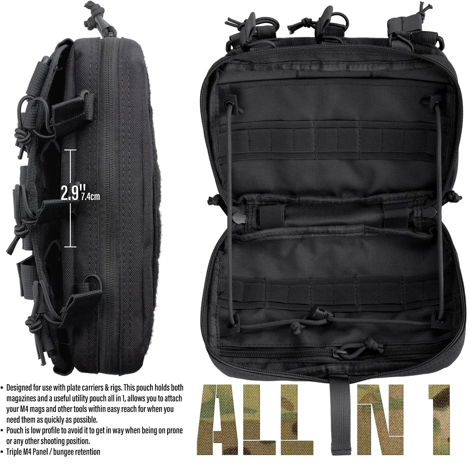 Tactical MOLLE Pouch - M4/M16 Mag Admin, Utility & EMT Organizer
