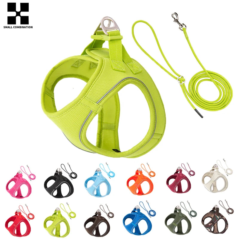 Dog Harness Leash Set - Adjustable, Reflective for Small to Medium Pets