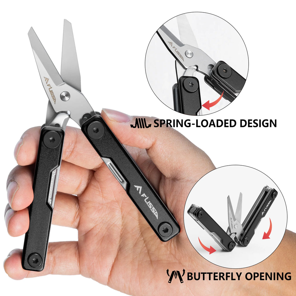 Vabena FLISSA 11-in-1 Multitool: Portable Folding Scissors & Knife for Outdoor Camping