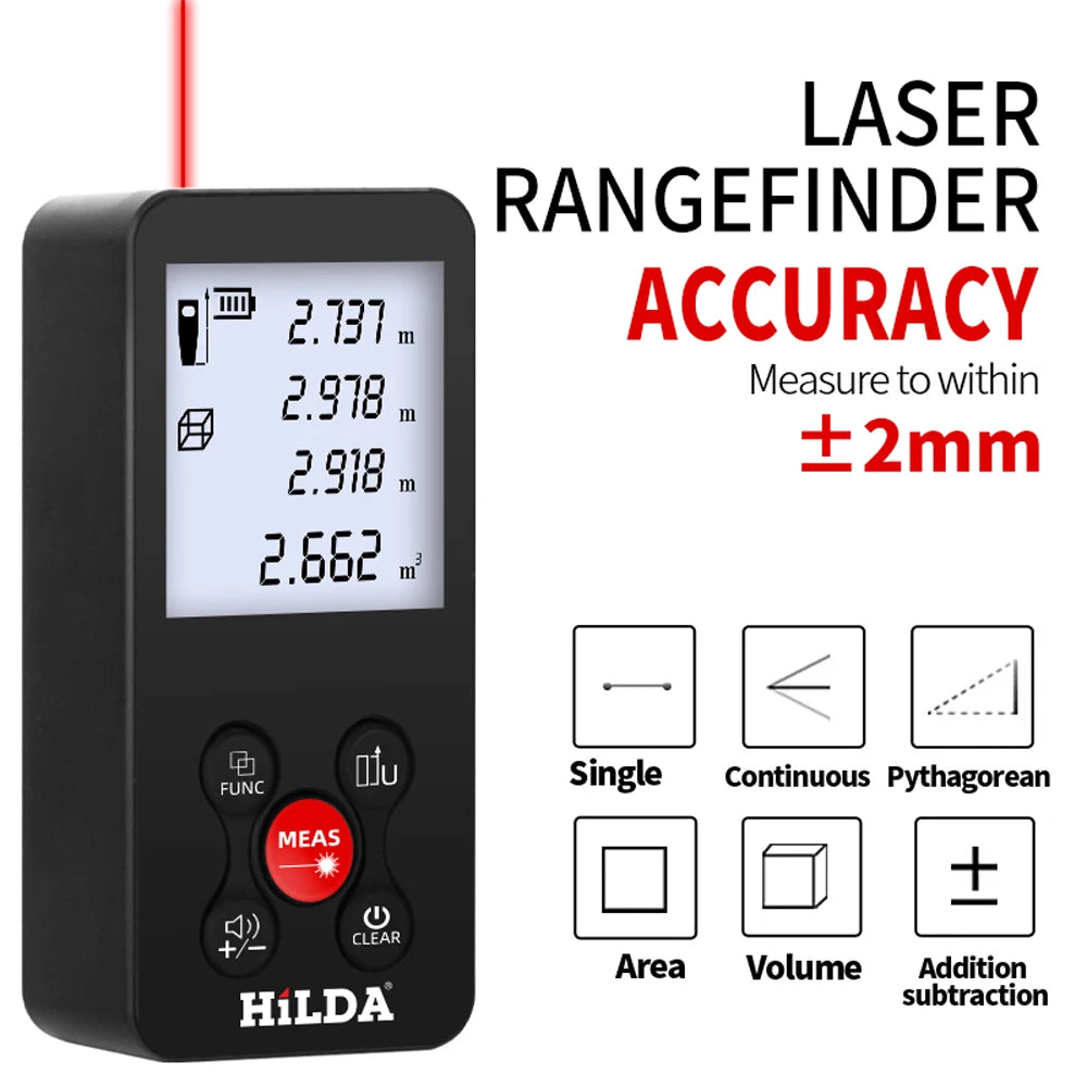 HILDA Laser Rangefinder | Digital Red/Green Light Distance Meter 50M-120M