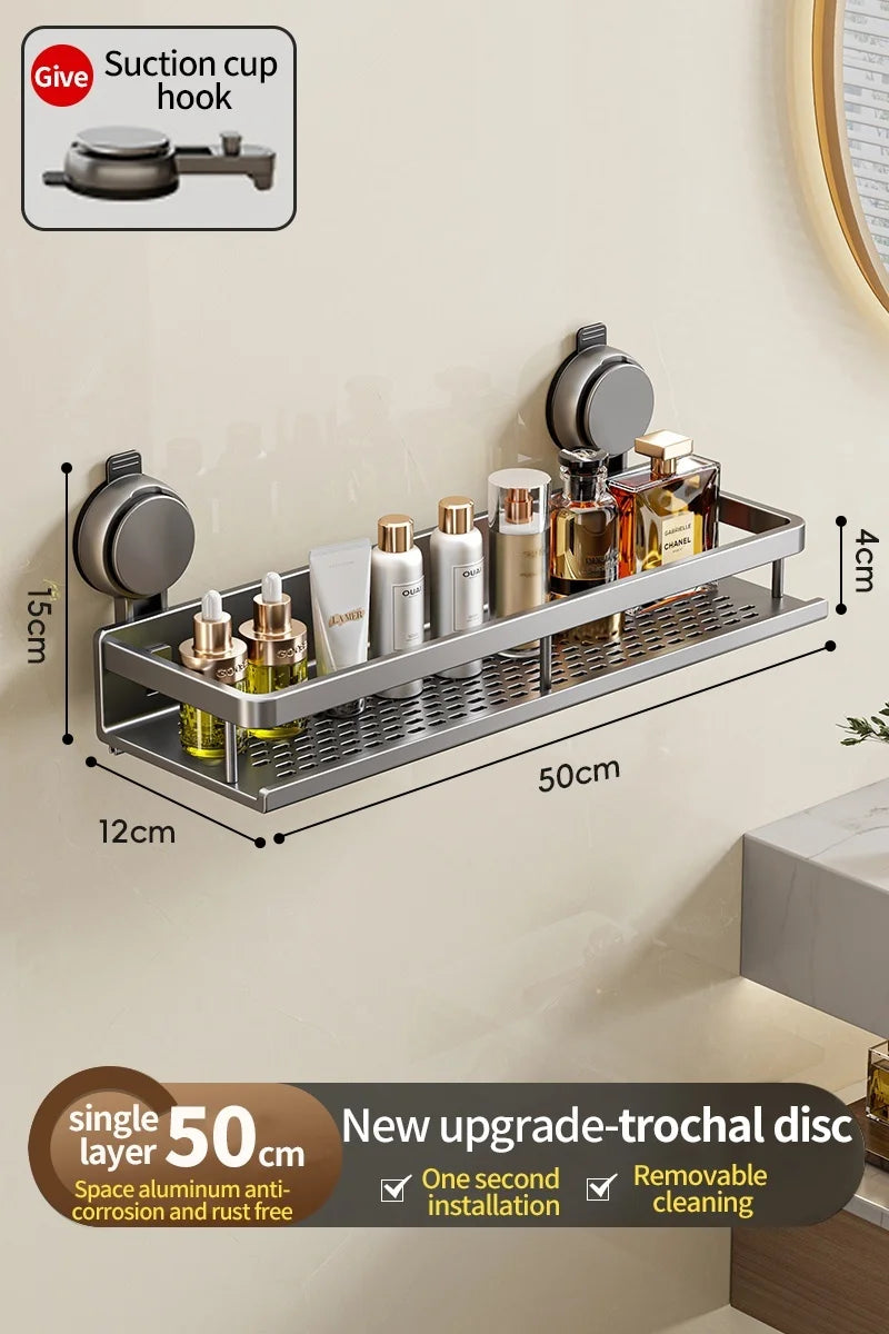 Wall Mounted No-Drill Bathroom Storage & Towel Rack | Versatile Organizer