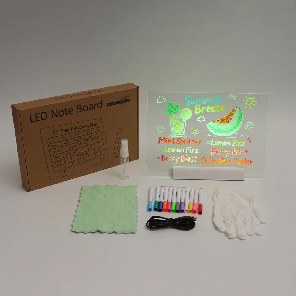 LED Note Board & Night Light | RGB Erasable Drawing Board for Kids