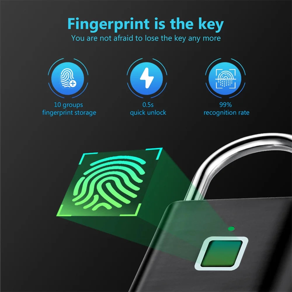KERUI Fingerprint Smart Padlock | Keyless USB Anti-Theft Lock