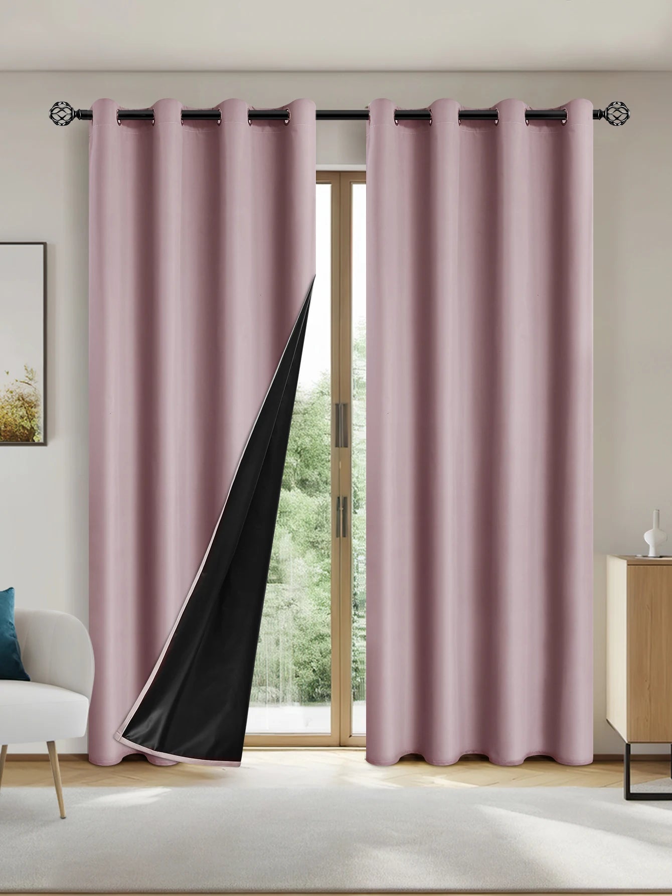 1panel Solid 100% Blackout Curtains with Grommets - Total Privacy Drapes