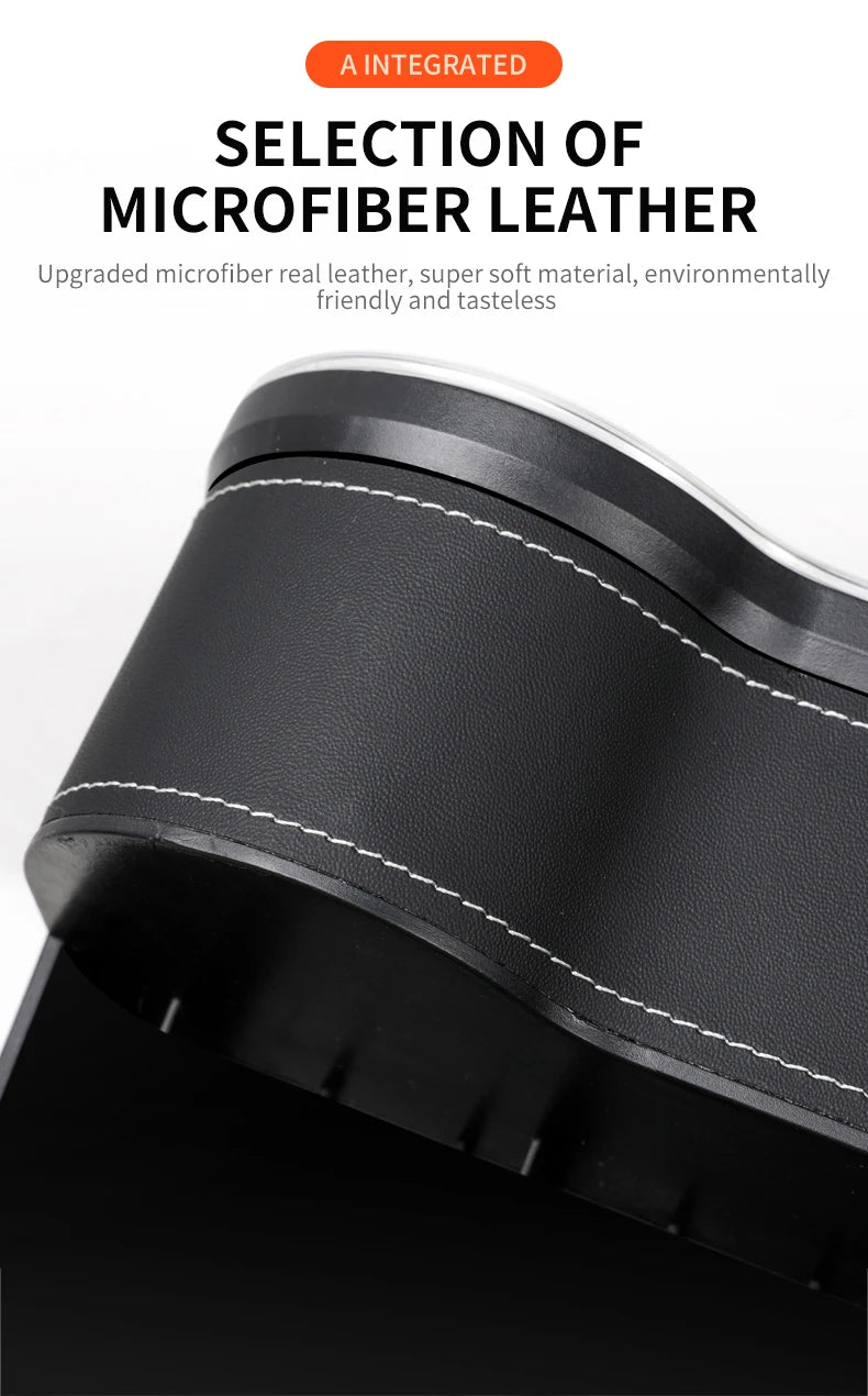 Premium Car Seat Gap Organizer: LED Cup Holder & Dual USB Charger