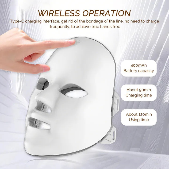 Vabena Wireless LED Mask: 7-Color Photon Therapy for Youthful Skin