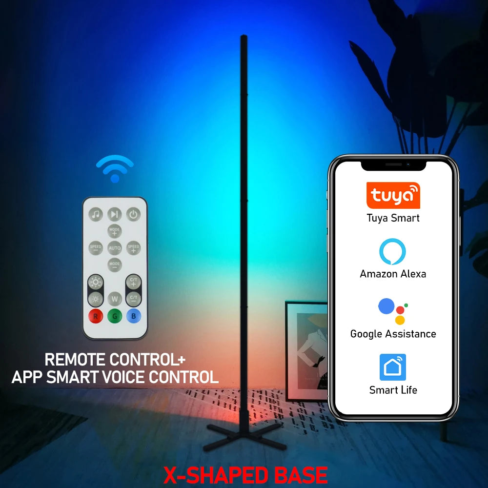 Smart RGBIC Floor Lamp with Tuya App Control | Nordic Mood Light for Gaming & Living Spaces (145/180CM)