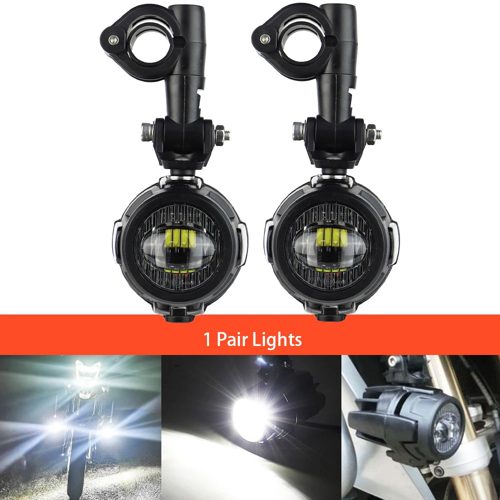 High-Performance Auxiliary LED Fog Lights for BMW R1200GS F800GS K1600 & Universal Motorcycles | 40W 6000K