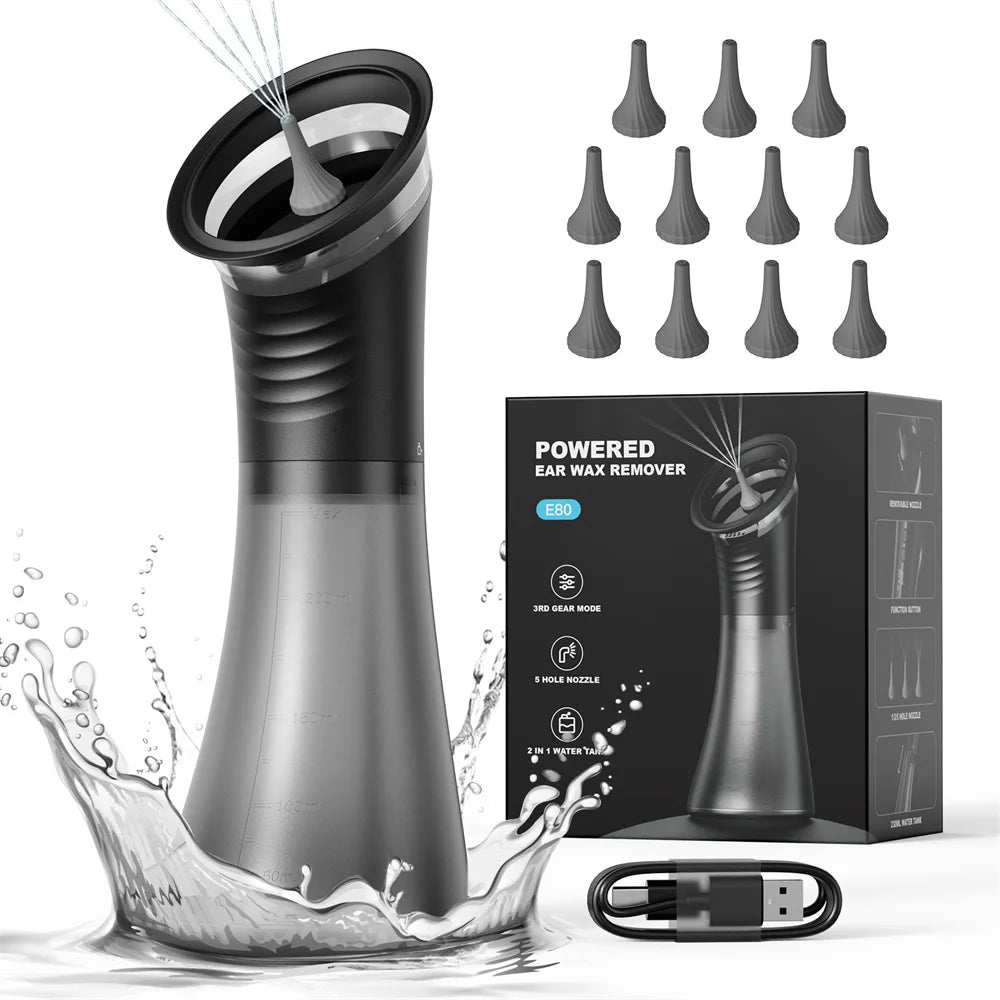 Electric Ear Wax Removal System - Water Powered Ear Cleaner with 3 Pressure Settings