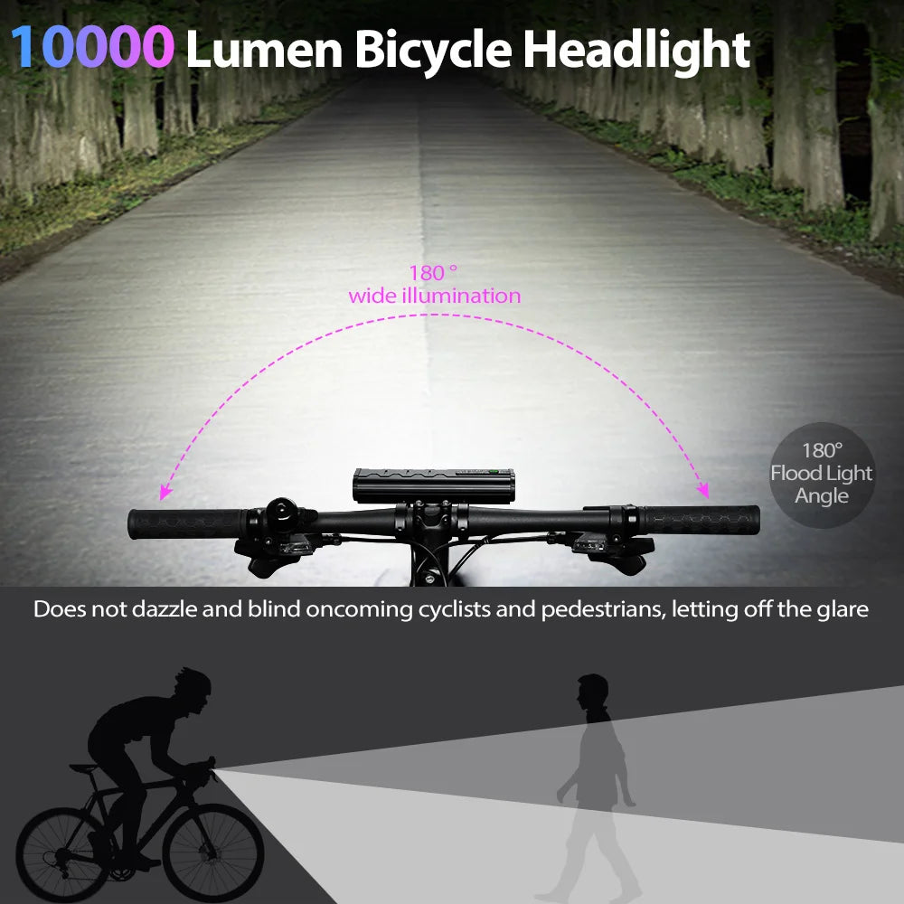 NEWBOLER 10000 Lumen Bike Light - USB Rechargeable MTB Road Lamp