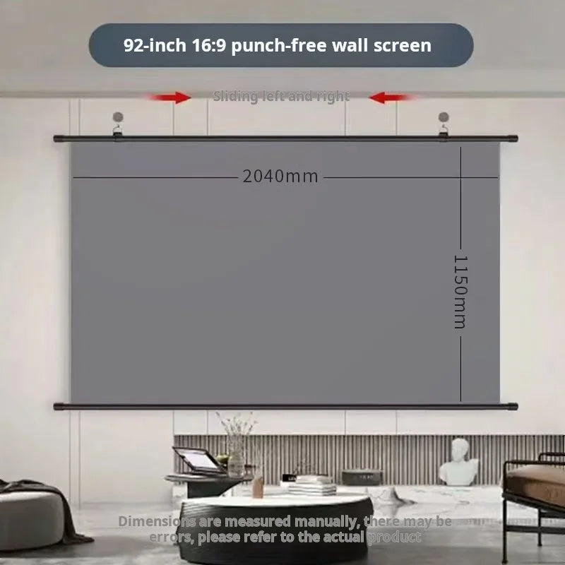 XIAOHUI Anti-light HD Projector Screen 16:9 - No-hole Wall Mount - Home Theater (60-133in)