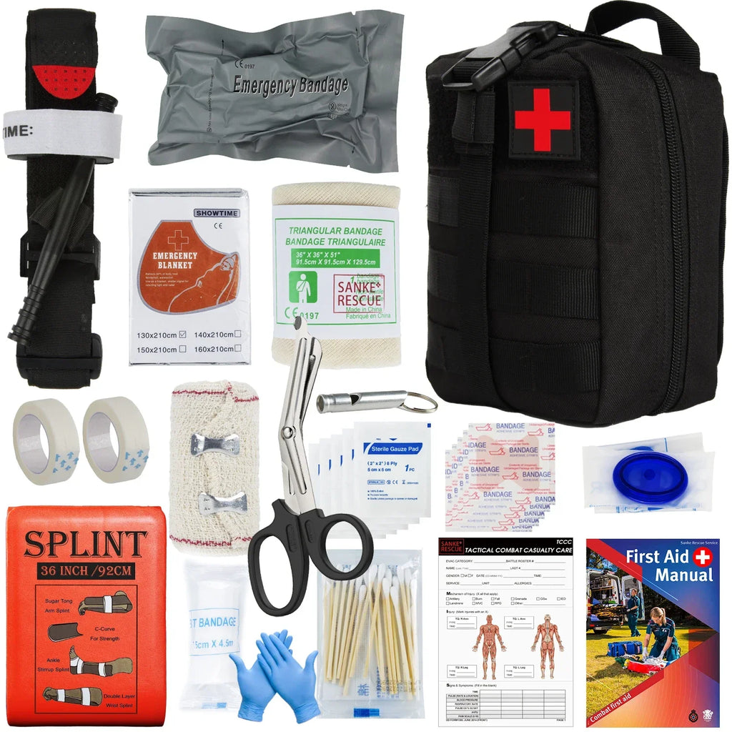 Tactical IFAK First Aid Survival Kit - 18 EMT Emergency Items MOLLE Pouch