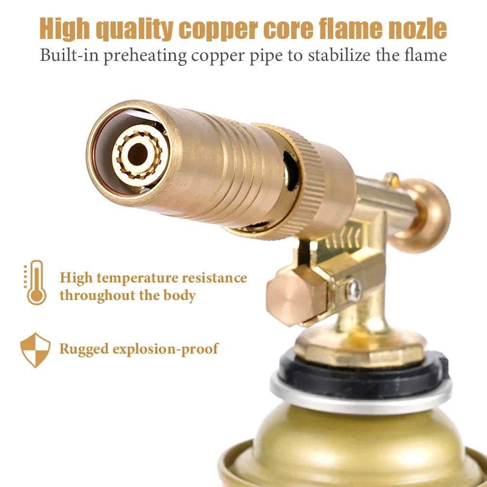 Pure Copper Auto Ignition Welding Torch Gas Burner - Brazing, Cooking & BBQ Flame Gun