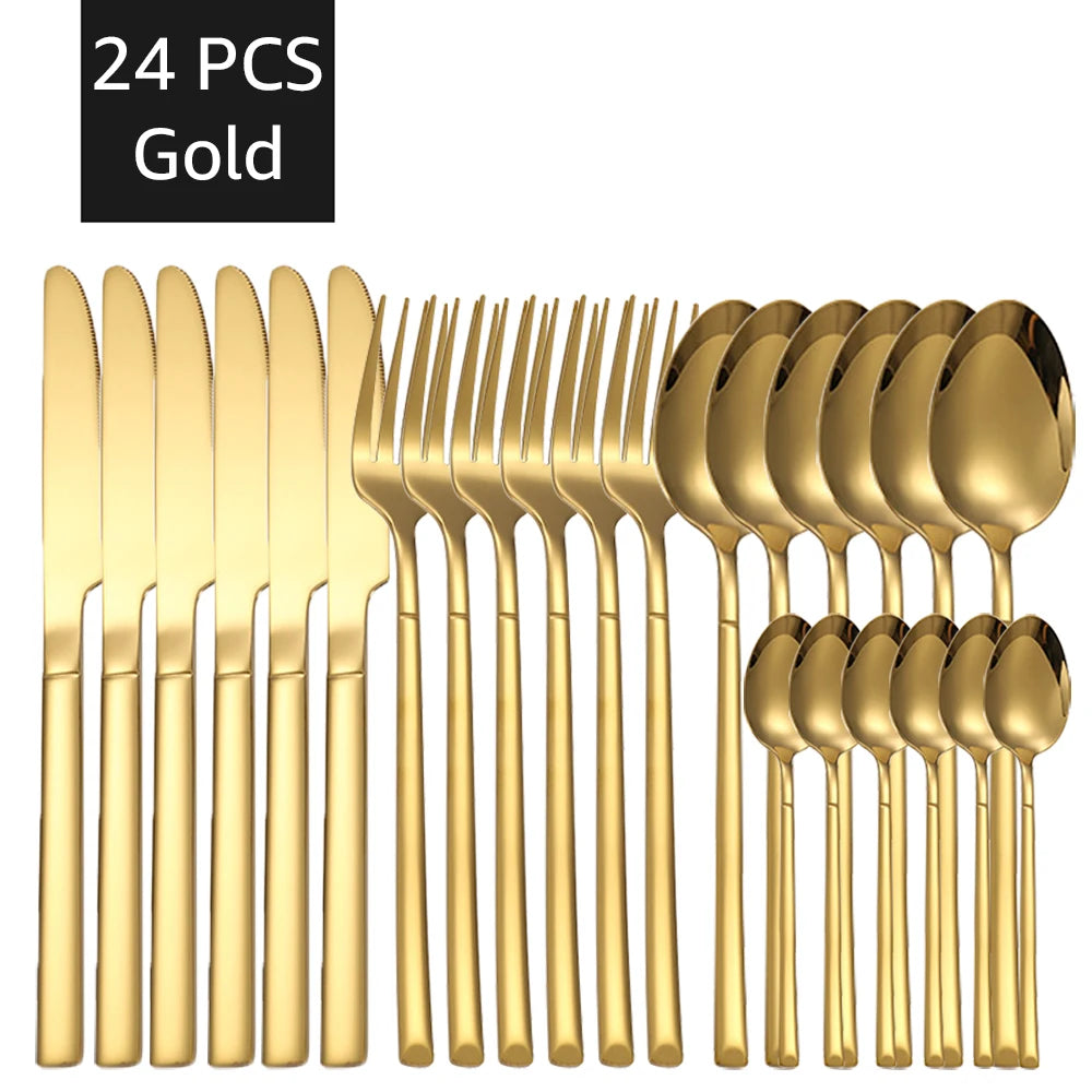 Luxury Gold Cutlery Set - 30-Piece Stainless Steel Dining