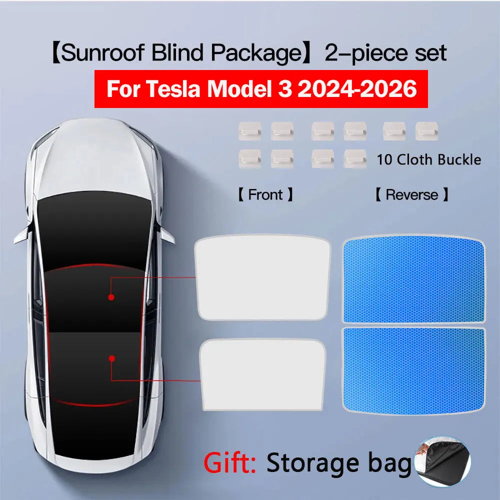 Tesla Model 3 Highland 2026 & Model Y Sunroof Sunshades | Ice Cloth Heat Blocker