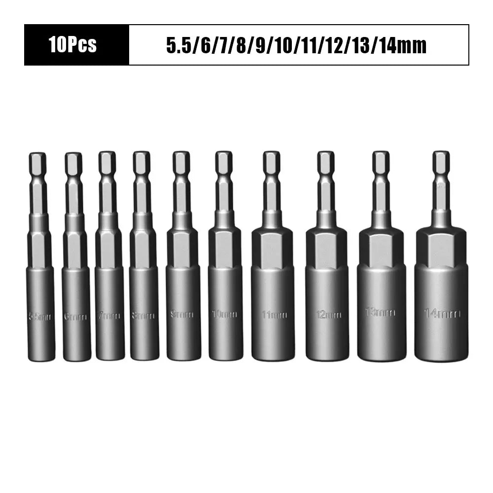 Deep Impact Socket Adapter Set 5.5-19mm | 1/4" Power Nut Driver Kit