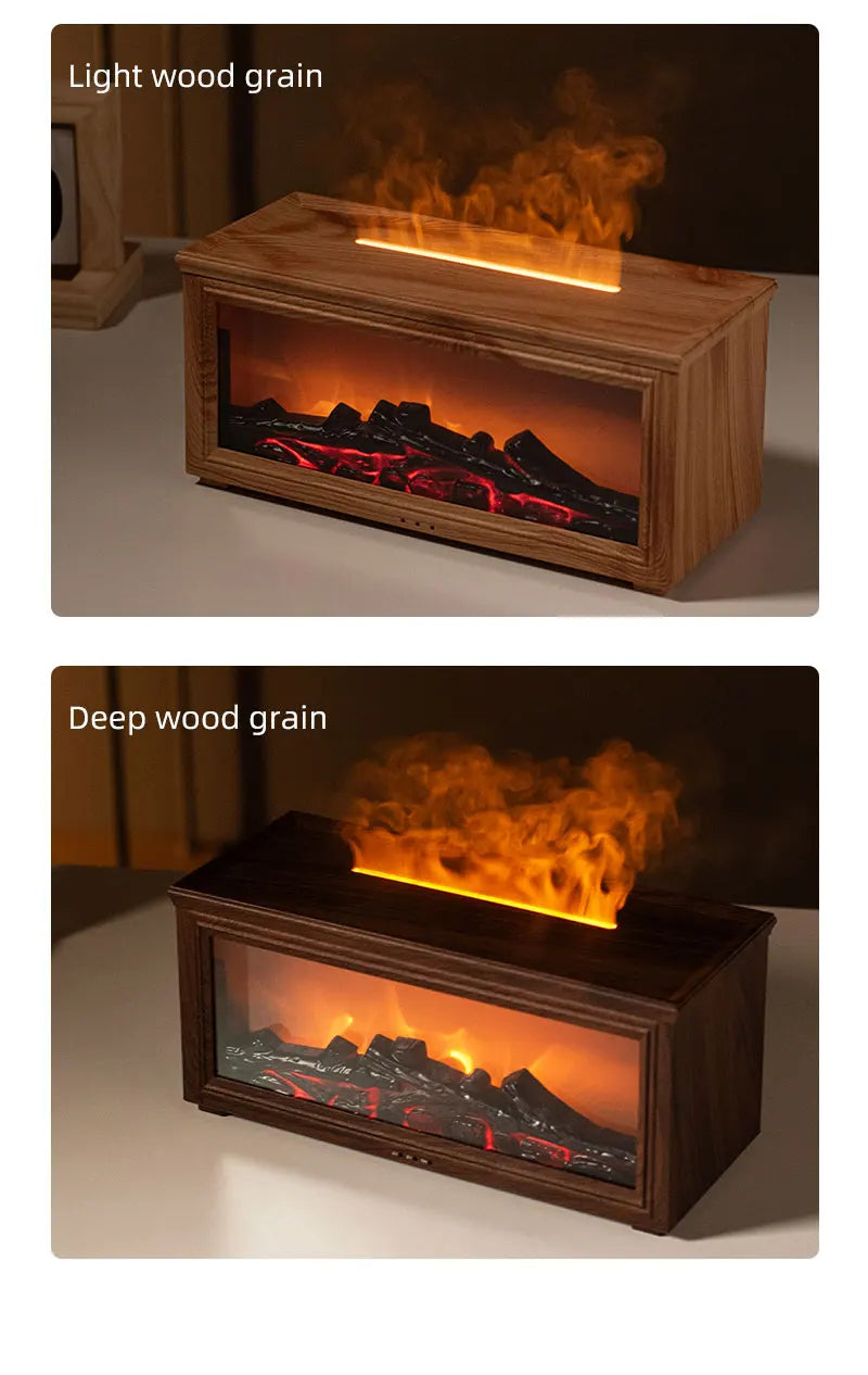 Simulated Fireplace Flame Diffuser & Humidifier with Essential Oils